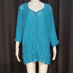 Alyx Size 1X Aqua tunic style top with tank top